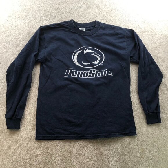 Gildan Mens Penn State T-Shirt Medium Long Sleeve Shirt Ultra Blend Navy Casual - Picture 10 of 11